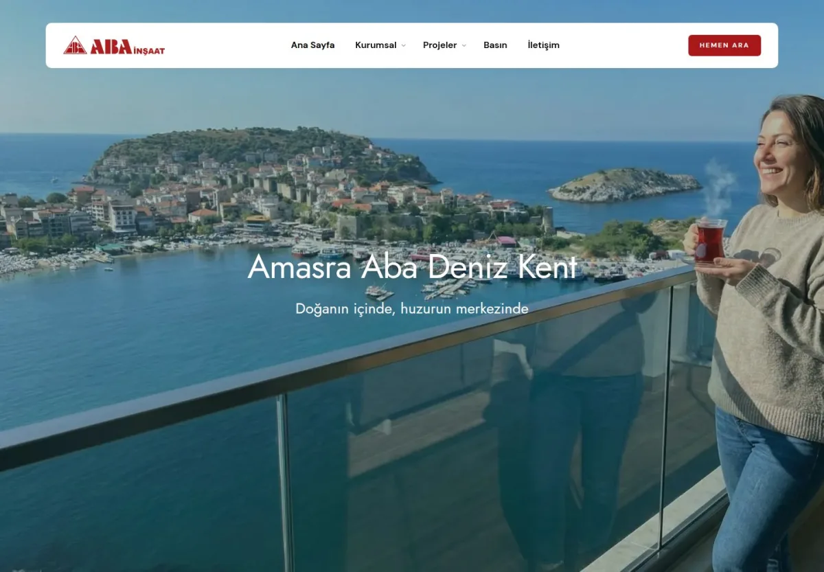 Aba İnşaat web sitesi önizlemesi