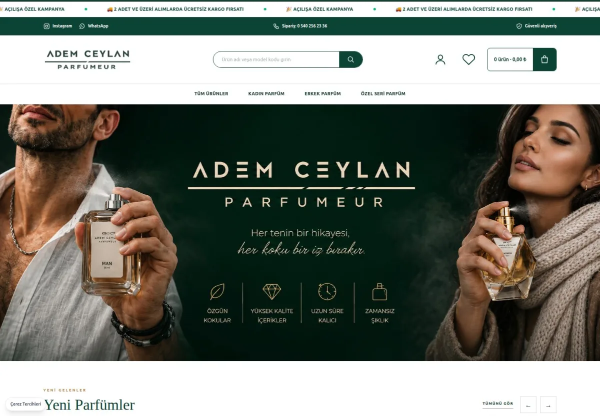 Adem Ceylan Parfümeur web sitesi önizlemesi
