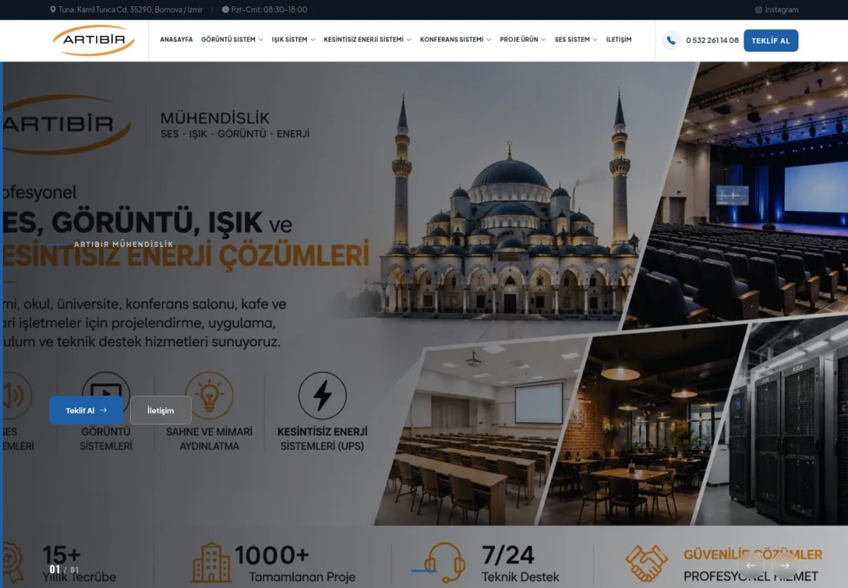 Artı Bir Mühendislik web sitesi önizlemesi
