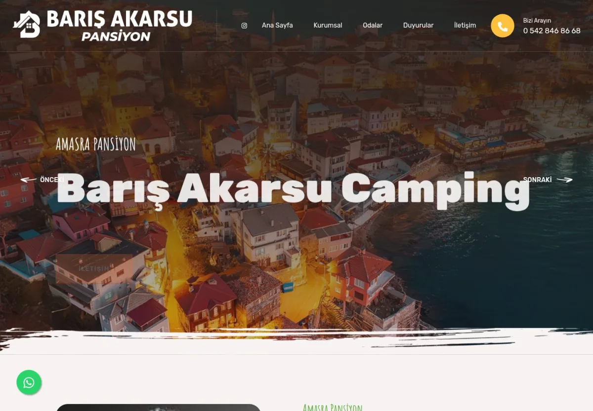 Barış Akarsu Pansiyon - Amasra Kamp | Amasra Pansiyon web sitesi önizlemesi
