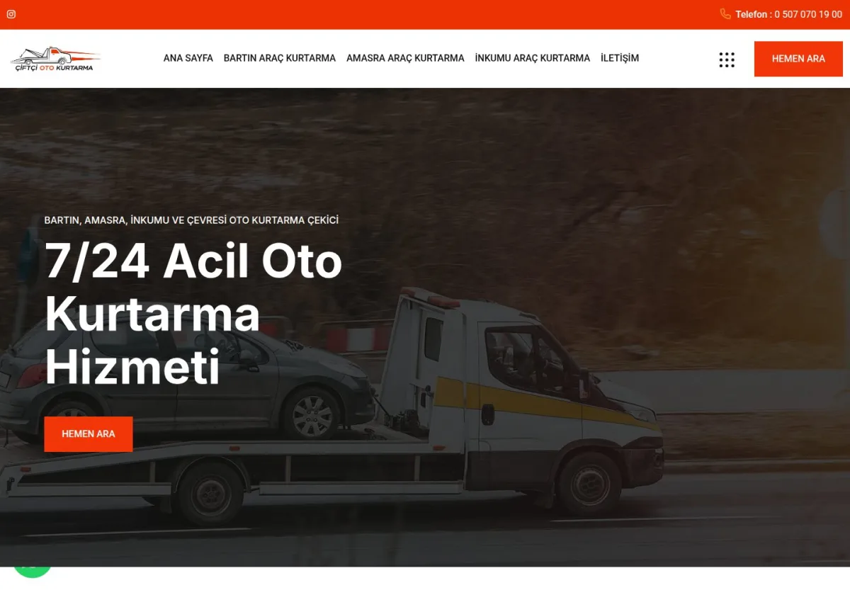 Bartın Araç Çekici web sitesi önizlemesi