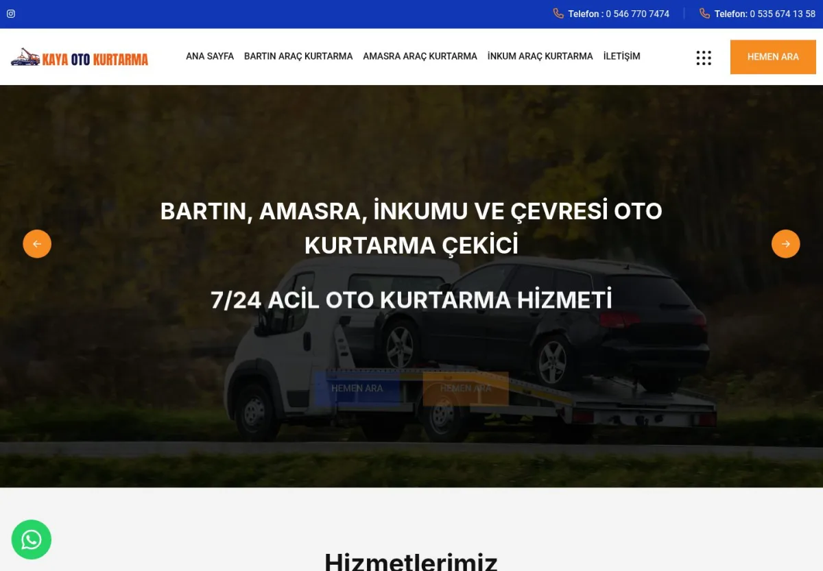 Bartın Araç Kurtarma web sitesi önizlemesi