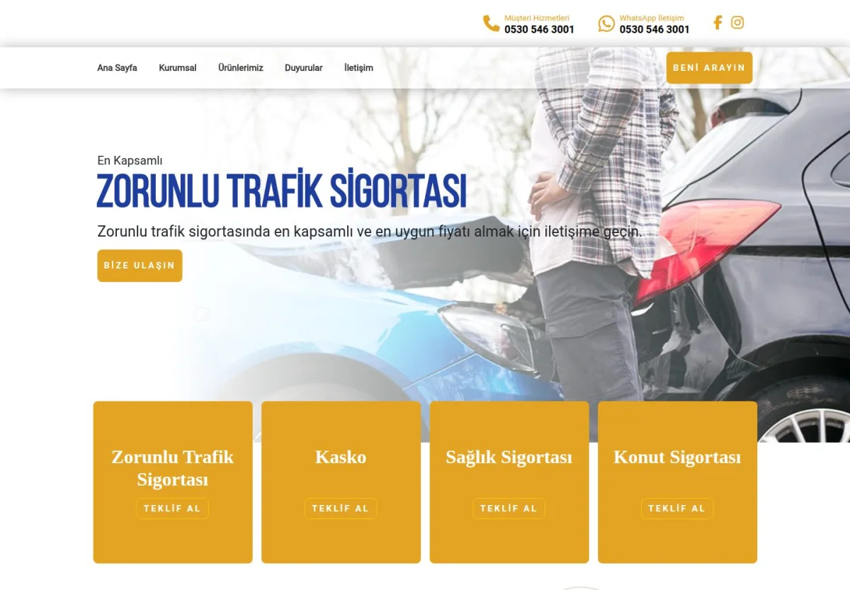 Tunay Gül Sigorta web sitesi önizlemesi