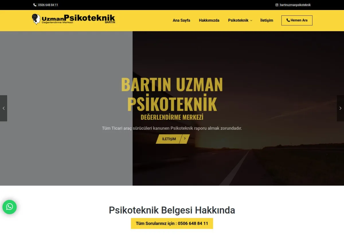 Bartın Uzman Psikoteknik web sitesi önizlemesi