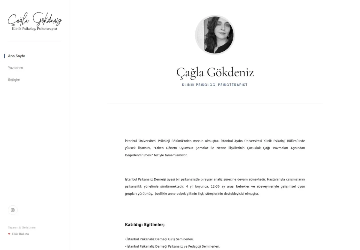 Çağla Gökdeniz - Klinik Psikolog web sitesi önizlemesi