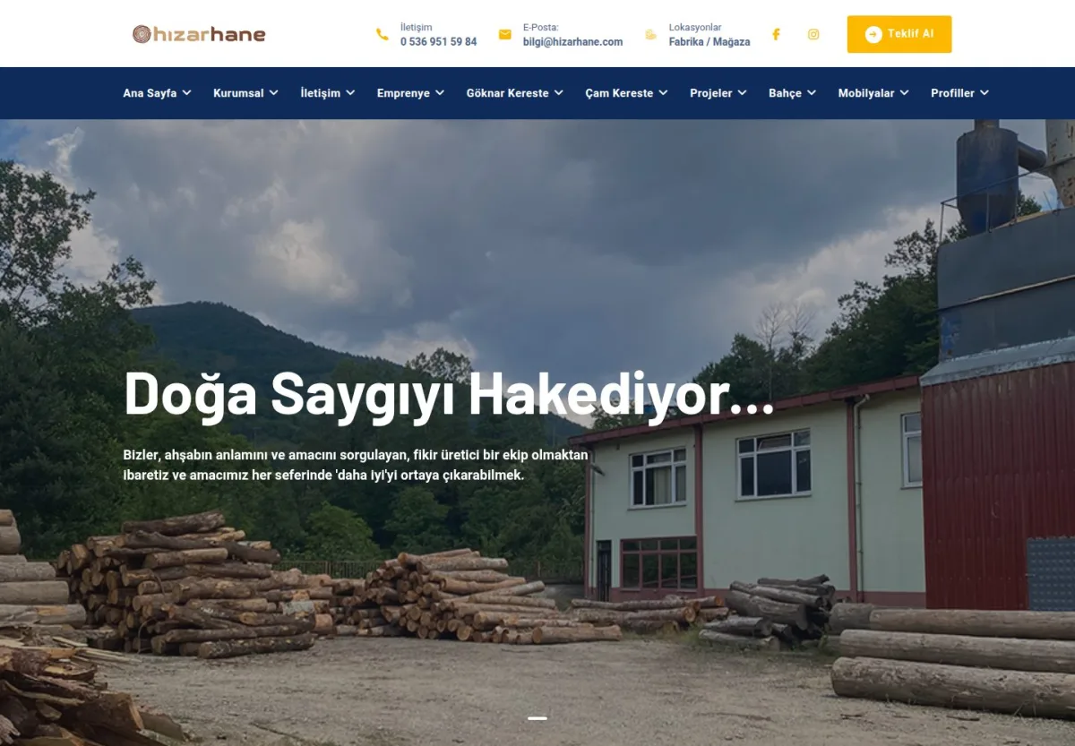 Hızar Hane web sitesi önizlemesi