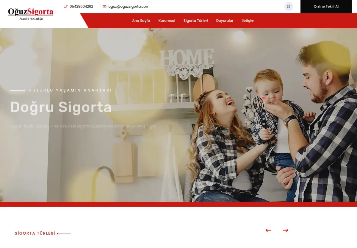 Oğuz Sigorta Aracılık Hizmetleri web sitesi önizlemesi