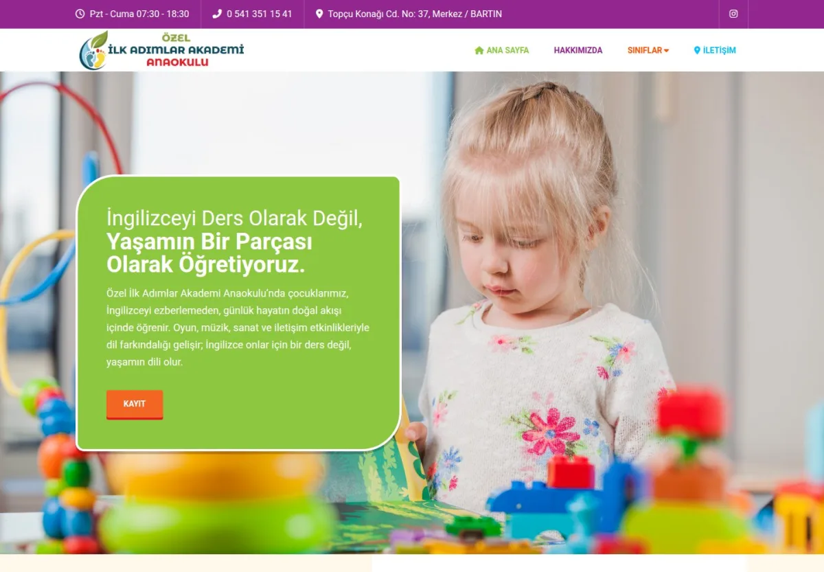 Özel İlk Adımlar Akademi Anaokulu web sitesi önizlemesi