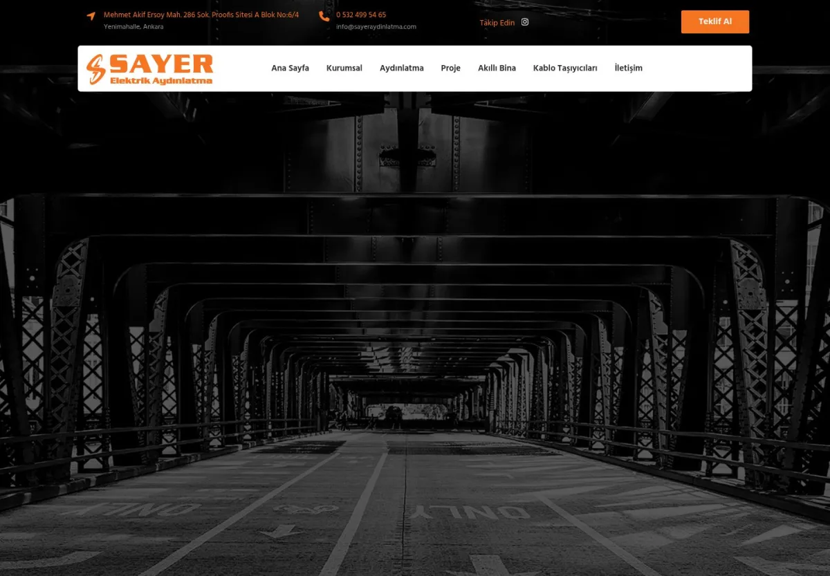 Sayer Elektrik Aydınlatma web sitesi önizlemesi