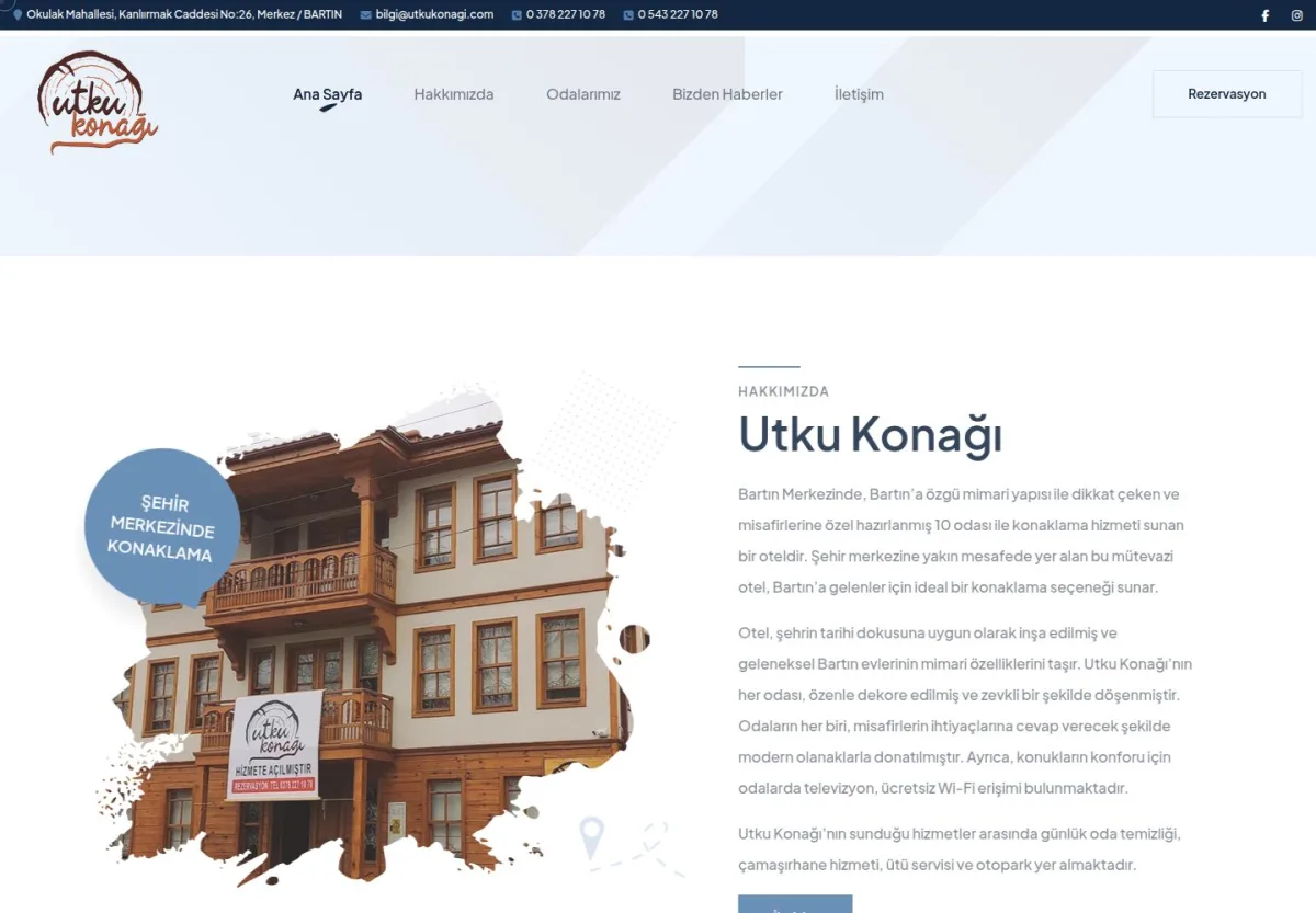 Utku Konağı web sitesi önizlemesi
