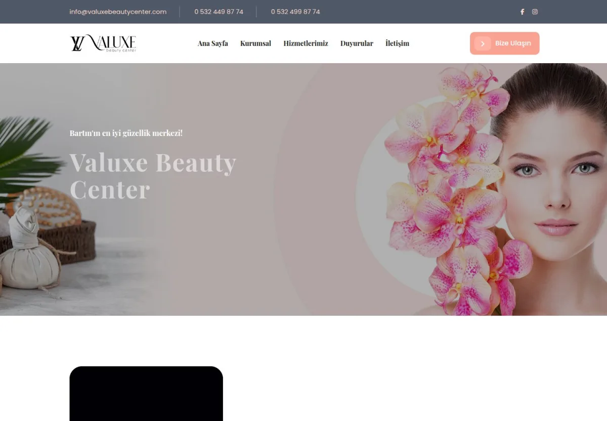 Valuxe Beauty Center web sitesi önizlemesi