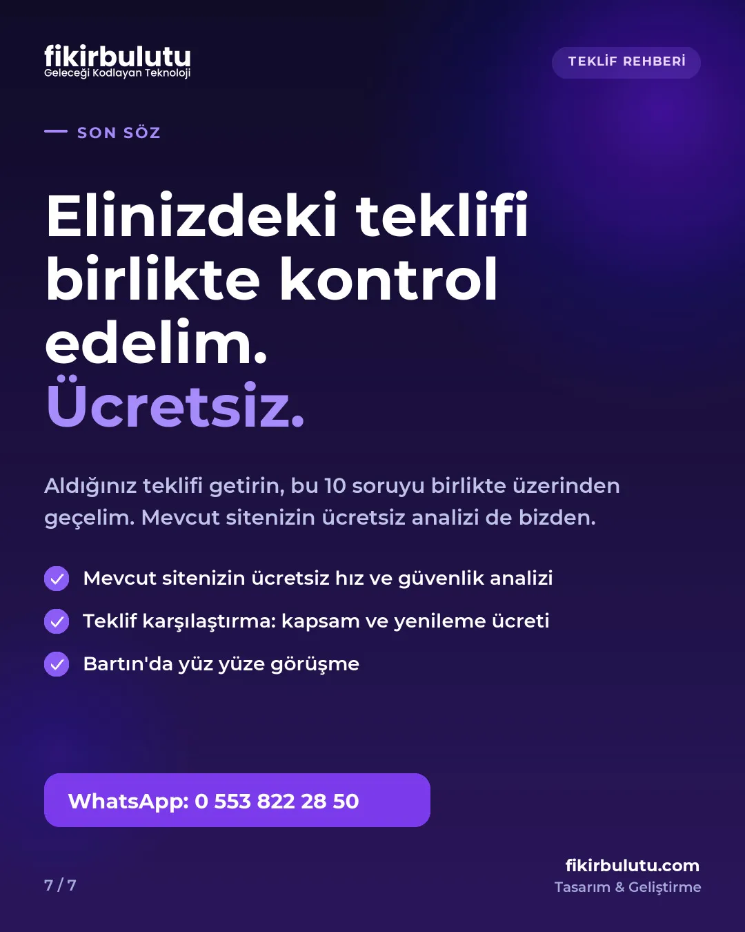Elinizdeki web sitesi teklifini birlikte kontrol edelim