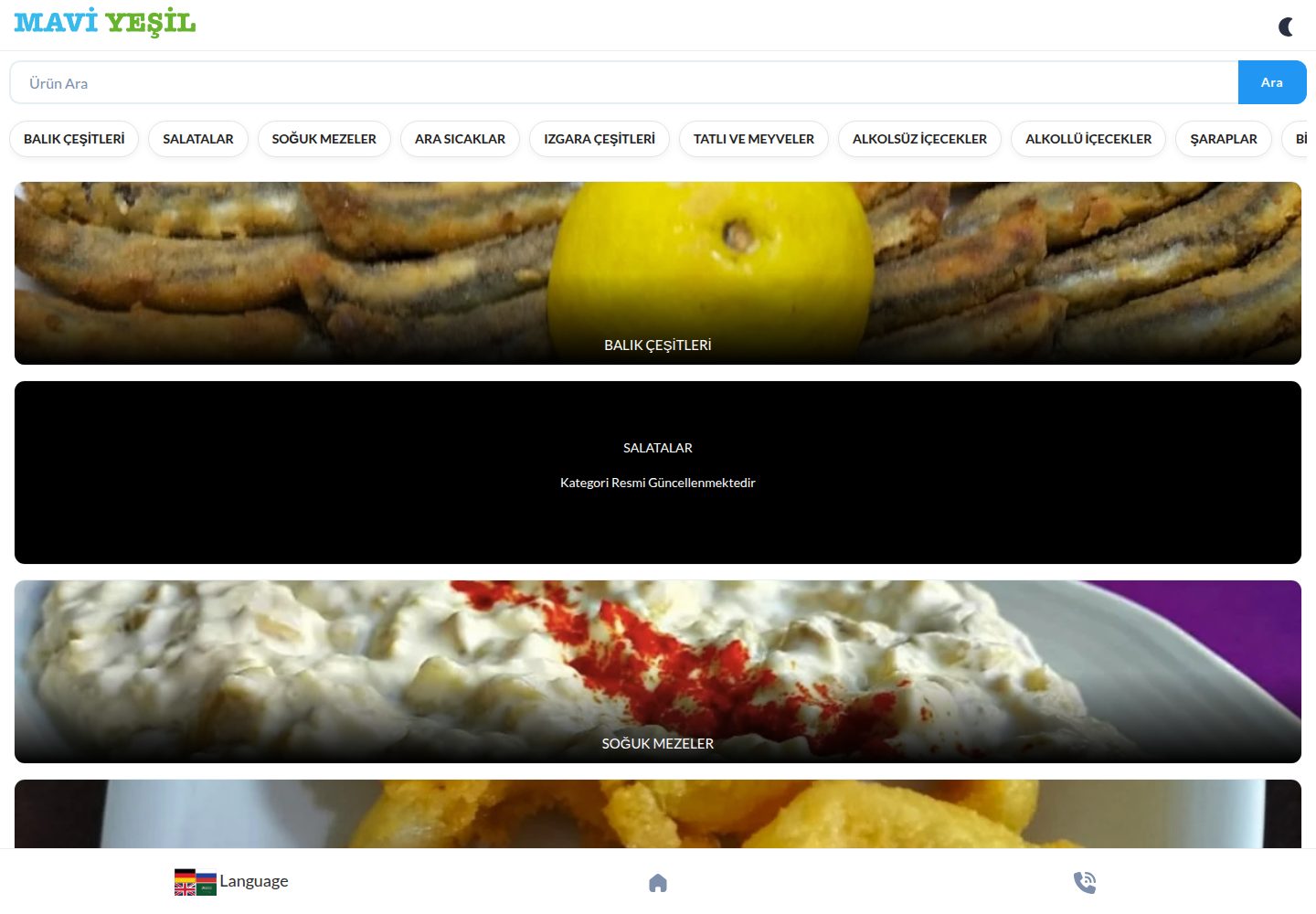 Amasra Mavi Yeşil Restaurant Menü