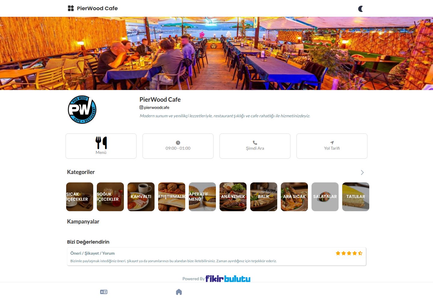 PierWood Cafe Amasra Menü