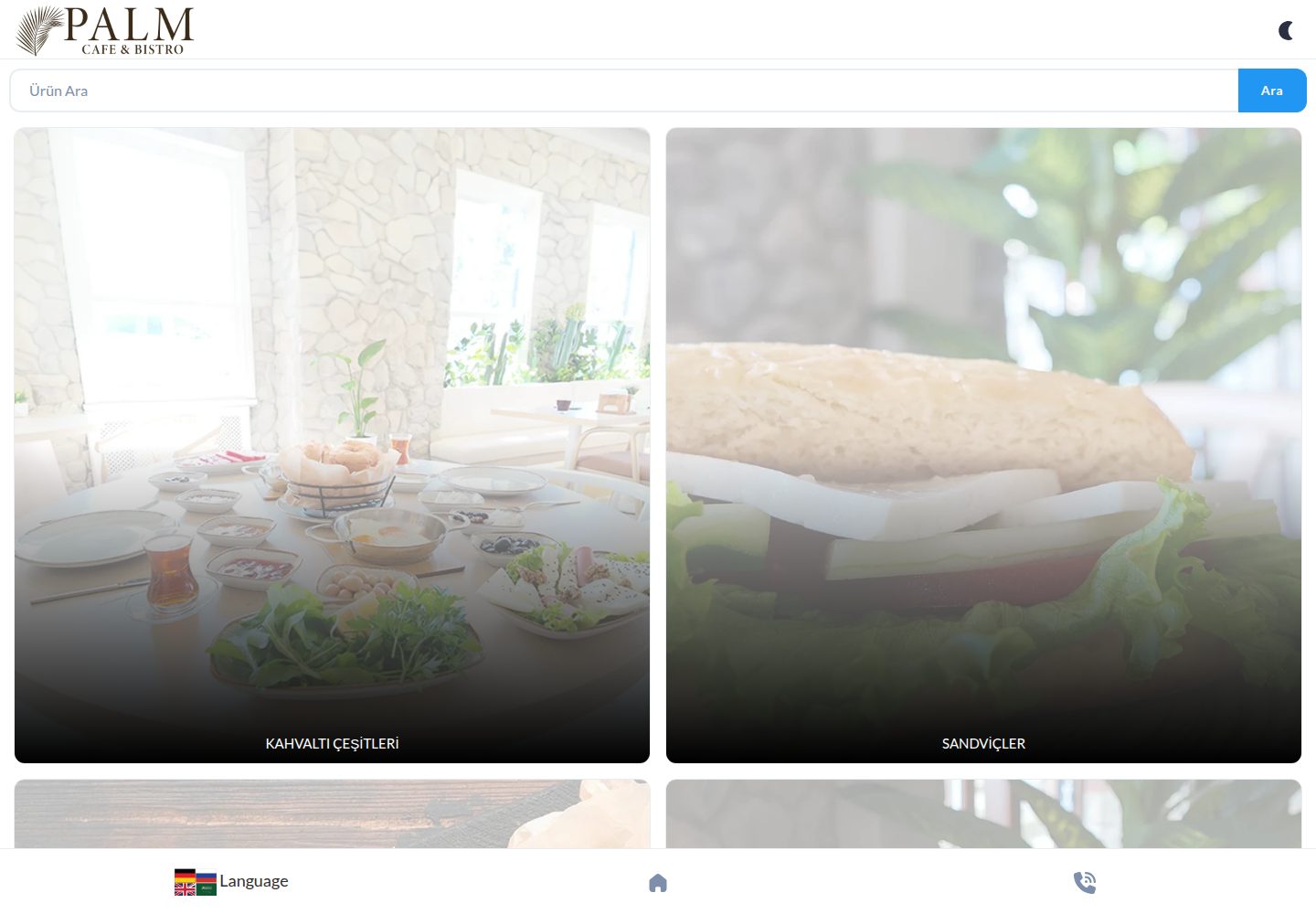 Palm Cafe & Bistro - Amasra web sitesi önizlemesi
